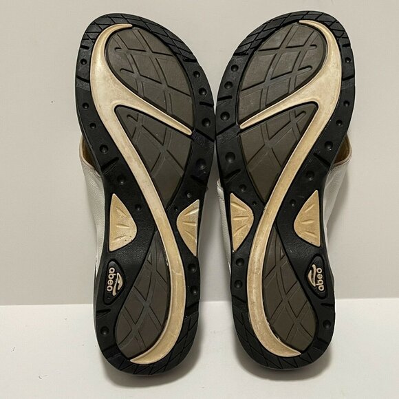 Abeo Womens Leather Orthotic Thong Sandals Size 10 Black & White - Picture 5 of 8